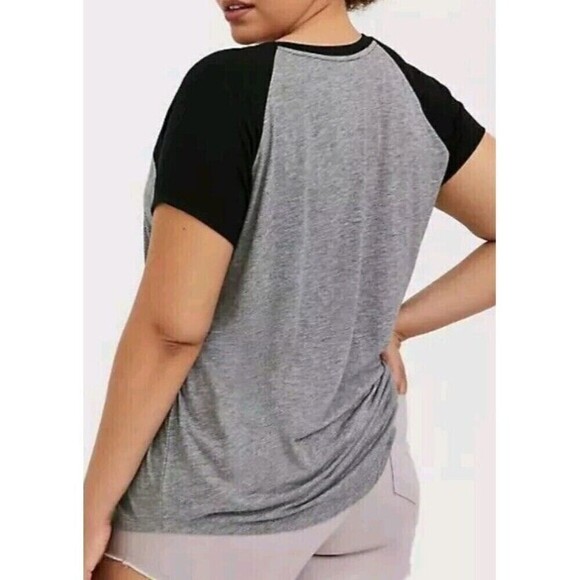 Torrid  Baseball T-Shirt Sz 3X 3 Grey Black Raglan Baseball Mom Graphic Tee New - Picture 3 of 6